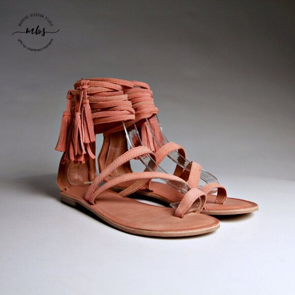 Jeffrey Campbell Glady Leather Tassel Zip Toe Loop Sandals Orange Women Size 3 - Picture 3 of 14